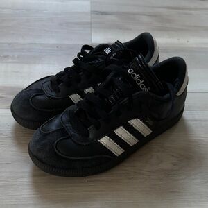Adidas Samba Black Leather Shoes with White Stripes